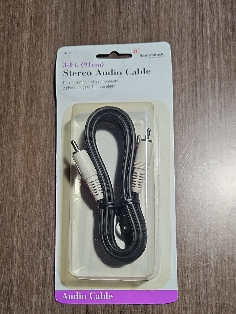 RadioShack Black Stereo Audio Cable with White RCA Plugs - 3 ft